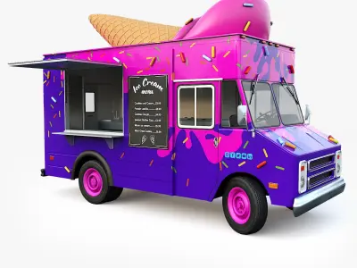 Step Van Ice Cream Low-poly 3D model