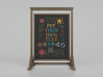 Customizable Double Sided Swinging Wooden Chalkboard Sign Low-poly 3D model