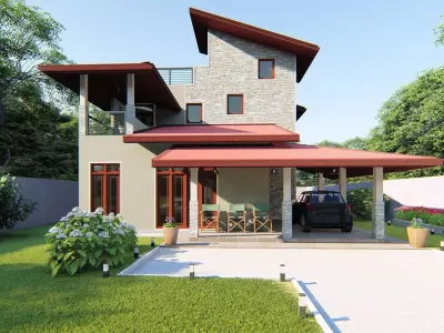 Modern residential building 3D model shop