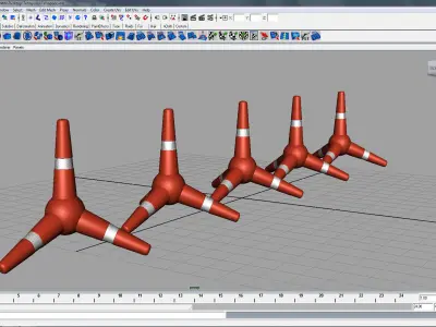 Police Cone  x4 Tetrapodos 3D model