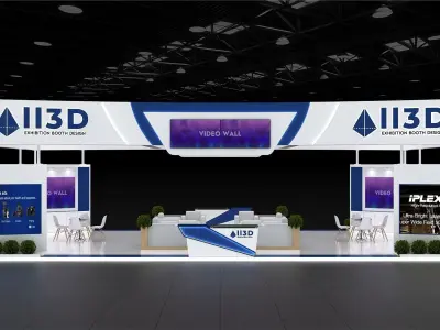 Exhibition Stand Stall Four Side Open 14X6 3D model
