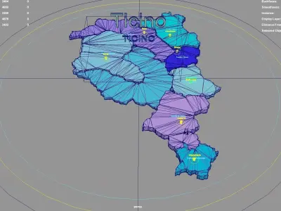 Ticino  Switzerland map region geography political geographic 3D model