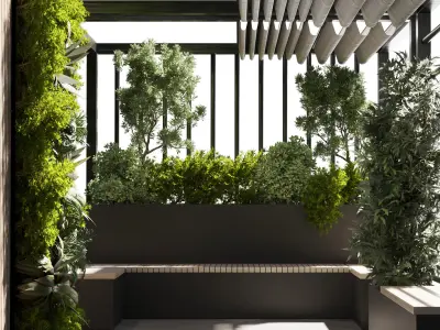 Landscape Furniture with Pergola and Roof garden 04 3D model