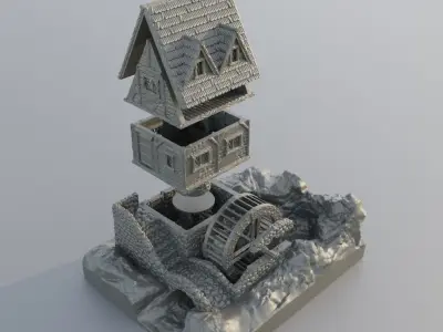 Watermill House Tabletop Terrain 28 mm 3D print model
