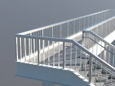 Pedestrian Overpass Bridge with Stairs Low-poly 3D model