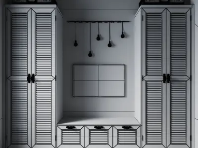 Set of wardrobe for bedroom 3D model
