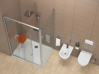 Shower room Ravak Pivot and toilet bidet Ravak Chrome 3D model