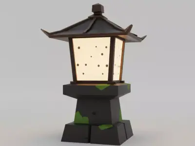 Japanese Stone Lantern 3D Model Low-poly 3D model purchase