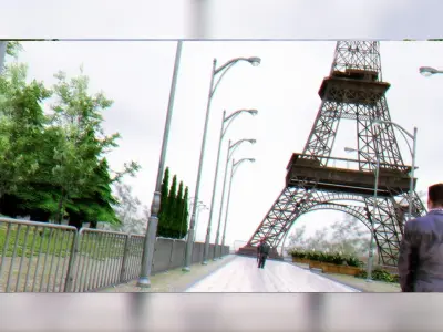 Paris City Eiffel Tower and Park Scene 3D model