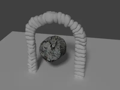 Stone Door  BONUS Rock Low-poly 3D model