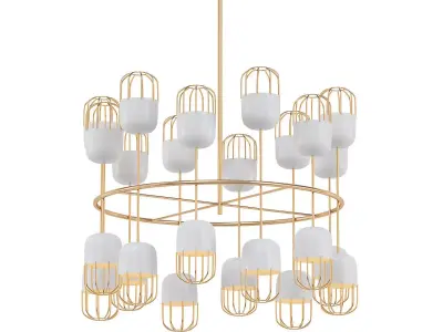 CAPSULE chandelier with gold cages 3D model