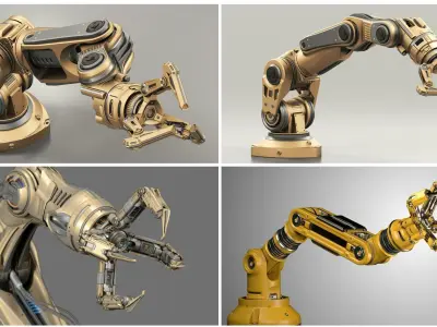 Robotic Arms Rigged 4 in 1 3D Model Pack