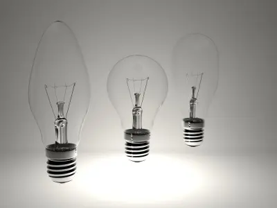 Bulbs three light in row 3D model