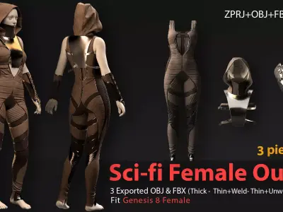 SCI-FI Outfit-CYBERPUNK-No01-MD-Clo3D-OBJ-FBX-Blender file 3D model