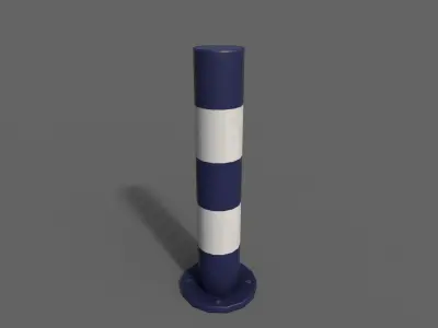 PBR Bollard BlueWhite Low-poly 3D model