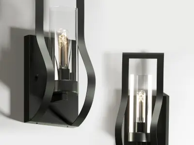 Light Dimmable Antique Black Armed Sconce-High poly  3D model