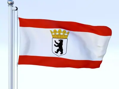 Animated Berlin German State Flag Low-poly 3D model