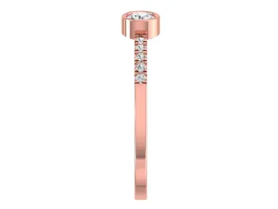 Open End Light Weight Band Princess Round Stone Ring 3D print model
