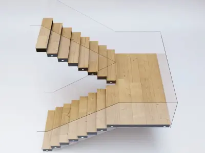 Stairs Set 01 - Wooden Stairs in diverse shapes Low-poly 3D model