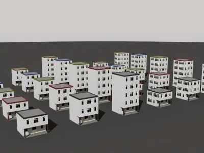Cartoon Building Low Poly Building I 30 Variant Low-poly 3D model