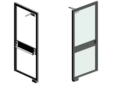 Emergency Curtain Wall Panel Door 3D model