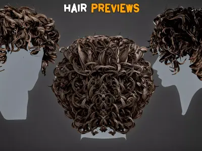 10 Wavy Hair Models and PBR Textures   Vol 06 Low-poly 3D model