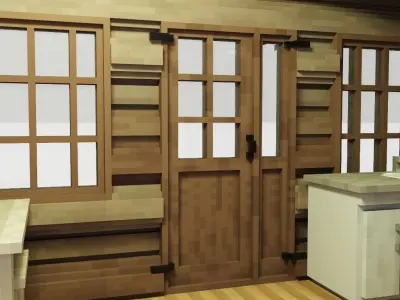 Voxel art cabin 3D model