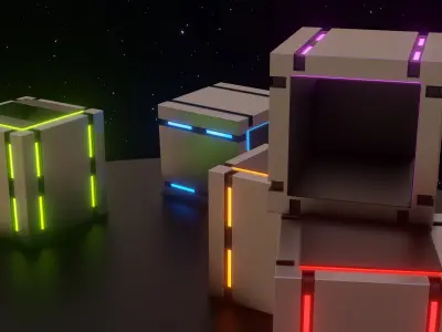 Sci-Fi Cargo Cube Low-poly 3D model