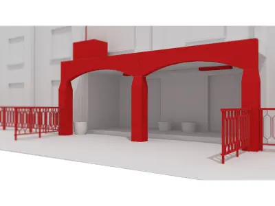 School building environment 3D model or public - untextured 3D model