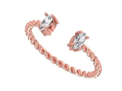 Solitaire Women Light Weight Marquise stone Twisted Band Ring 3D print model