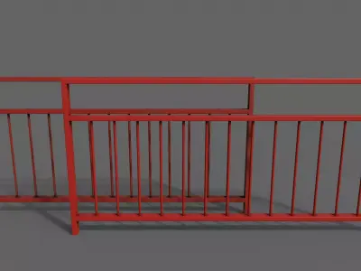 PBR Pedestrian Guard Rail Red V3 Low-poly 3D model