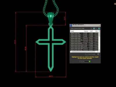High Cross Pendant Light Gold 18K 4CP048 3D print model