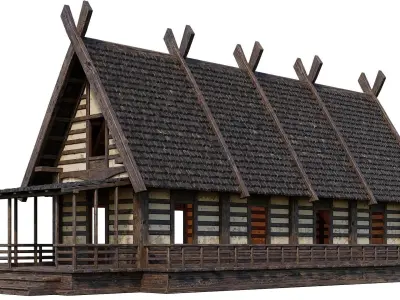 Old Medieval Building House 4K Textures GameReady 87 Low-poly 3D model
