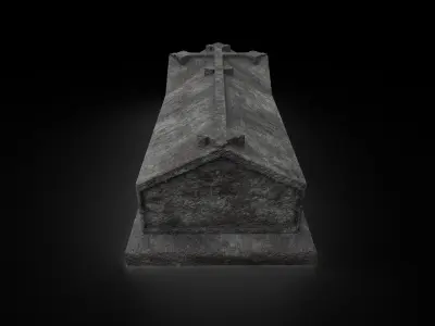 Old Stone Ledger Tombstone 3D model