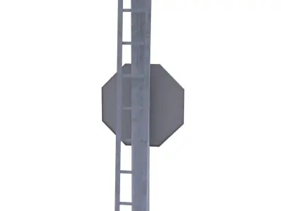 Rail Crossing Traffic Light Weathered 5 3D model