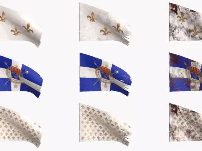 Old French Flag Collection 3D Model Pack