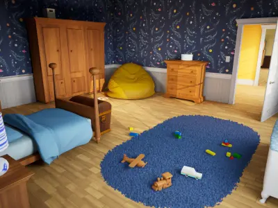 Cartoon House Vol 2 - Upper Floor - UE4 file only Low-poly 3D model