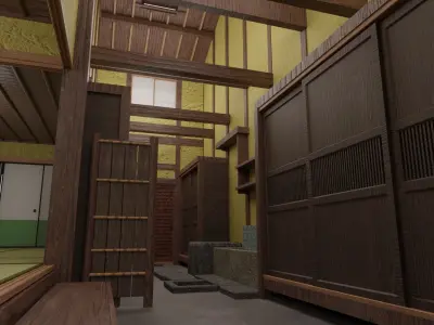 Traditional Kyoto Style row house in Japan 3D model