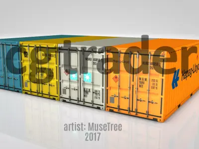 Shipping Container Low Poly 20ft Low-poly 3D model