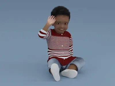  African Baby Boy Light Skin in Summer Outfit Sitting 