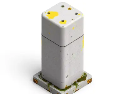 Aged Industrial Street Bollard Low-poly 3D model