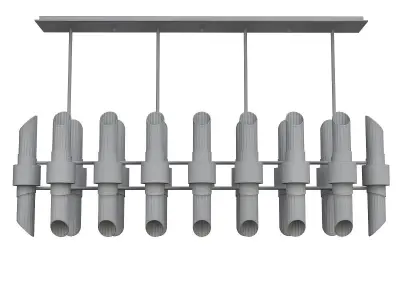 Tycho modern chandelier in brass and clear glass 3D model
