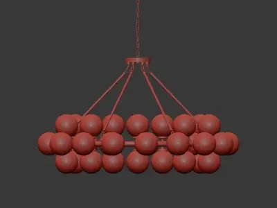 Arya 45 Light Satin Gold Chandelier 3D model