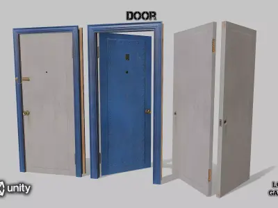 Door light blue 04 Low-poly 3D model