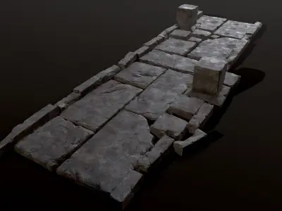 Stone path constructor 3 colours Low-poly 3D model