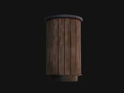 Street Trash Can Low-poly 3D model order