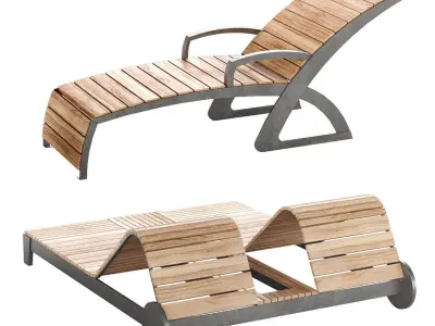 Park benches chaise longue 3 3D model