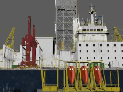 Industrial building platform crane oil well platform Low-poly 3D model