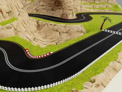 Road map Low-poly 3D model