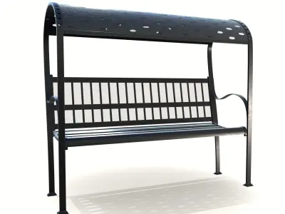 out bench steel mesh Low-poly 3D model